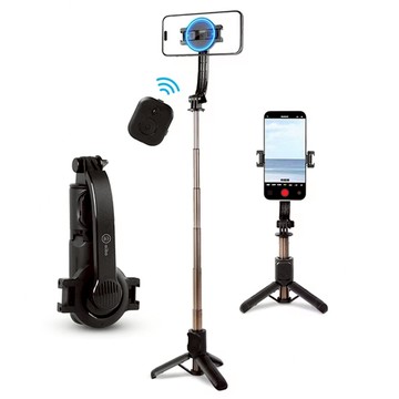 aibo 迷你磁吸夾式兩用 鋁合金藍牙自拍桿三腳架