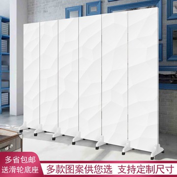 屏風隔斷辦公室定制公司企業logo活動可折疊移動推拉帶輪子純白色