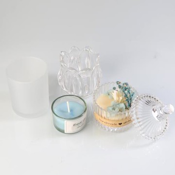 手工香薰蠟燭空杯空瓶玻璃杯蒙砂透明50-200克材料