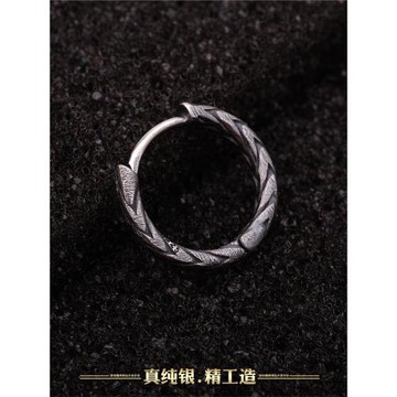 原創純銀男士耳環男高級感潮流個性男款單只潮男痞帥男士耳釘耳圈