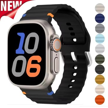 矽膠運動錶帶腕帶兼容 Apple Watch S10 42mm 46mm 49mm 45 44 42mm 41mm 40