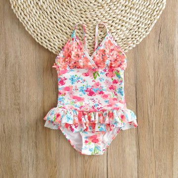 兒童游泳衣甜美可愛女童連體泳裝公主嬰幼兒大小孩寶寶裙式游泳衣