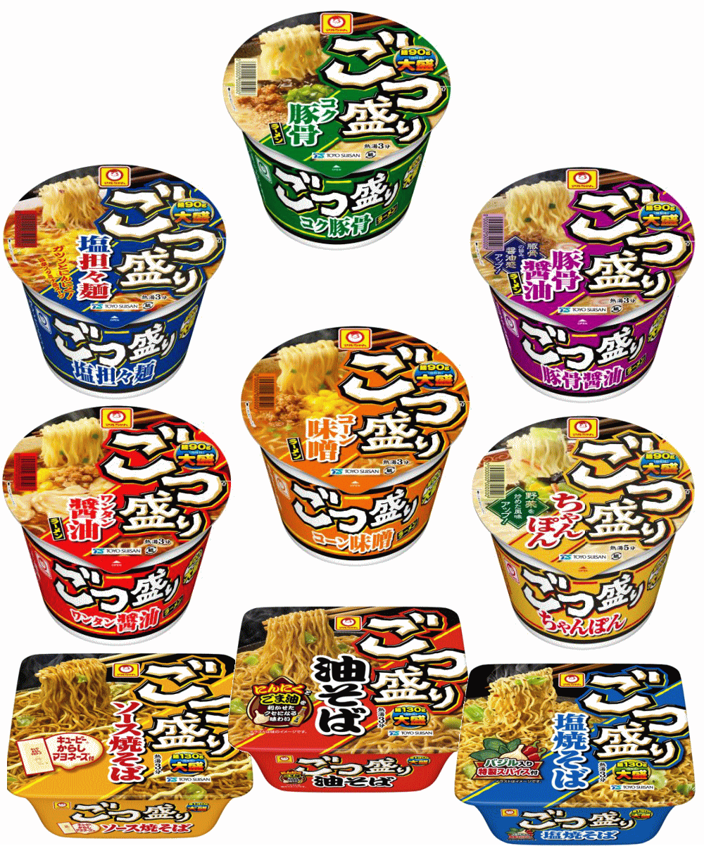 コスパに優れた マルちゃん ごつ盛り カップ麺(ちゃんぽん 味噌 醤油 豚骨 担々麺) 焼きそば(ソース焼きそば 油そば 塩ヤキソバ) 24個セット 関東圏 送料無料