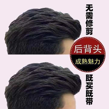 隔日到貨🔥假髮男短髮背頭男士補髮塊頭頂補髮自然無痕隱形假髮片真人髮絲薄