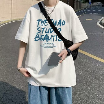 韓版多顏色新款短袖 潮男英文字母印花短T 日系潮牌簡約百搭短T 薄款設計 圓領寬鬆休閒短袖