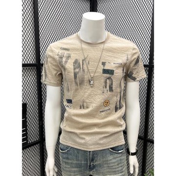 短袖t恤男2025夏季新款冰絲涼感美式復古高街印花修身ins上衣體恤