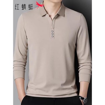 紅蜻蜓休閑Polo衫男士2026年春秋季新款商務寬松翻領長袖t恤男T冬