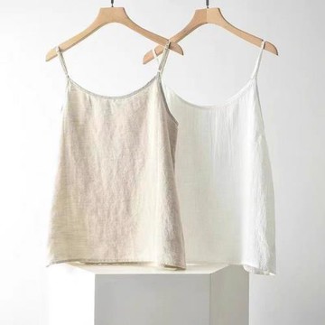 2025夏季輕薄柔軟細麻小吊帶 純亞麻V領內搭文藝吊帶背心性感新款