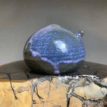 台灣【陶燒釉變】手拉坯水滴硯滴(大)23