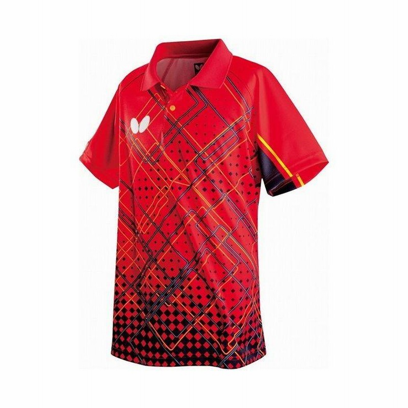 バタフライ Butterfly 卓球アパレル FINESQUARE SHIRT ファインスクエア・シャツ 男女兼用 45290 カラー レッド サイズ  S | LINEショッピング
