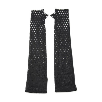Alessandra Rich - Black Crystals Long Gloves
