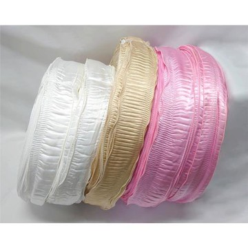 【整箱販售】節慶織帶63MM(2-1/2英吋寬、含鐵絲)/白色/黃色/粉色/素面/皺褶/特惠價/魚尾緞帶