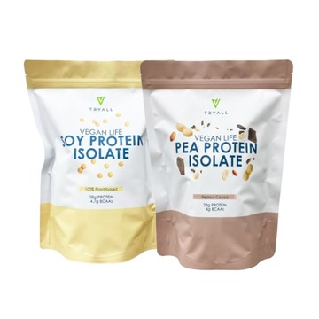 [台灣 Tryall] 分離大豆蛋白 (1kg/袋)+分離豌豆蛋白 (1kg/袋) 多口味-分離大豆蛋白+分離豌豆蛋白-花生可可