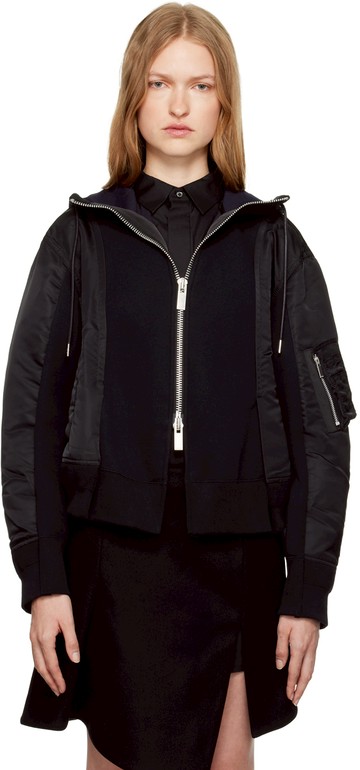 sacai 黑色 Sponge Sweat 连帽衫
