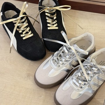 RIRI Shop｜隔日到貨｜扁平皮革银色鞋带 金屬顏色鞋帶 球鞋配飾 阿甘鞋運動鞋貝殻鞋德訓鞋DIY改造