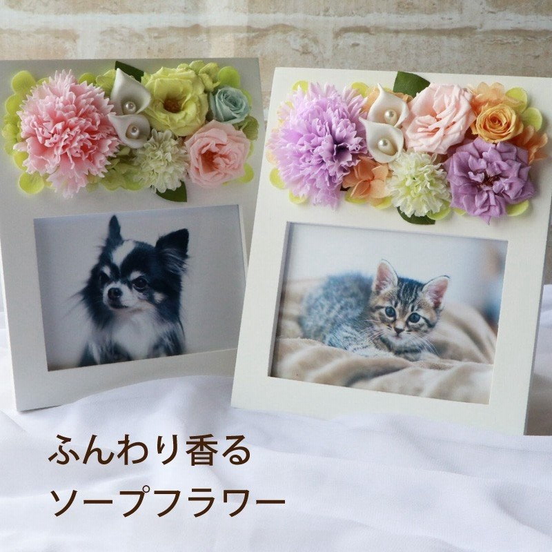 ペット お供え お悔やみ 花 メモリアル フォトスタンド フォトフレーム 写真立て 物 犬 猫 命日 プリザーブド ソープ フラワー 仏花 供花 枯れない花 通販 Lineポイント最大0 5 Get Lineショッピング