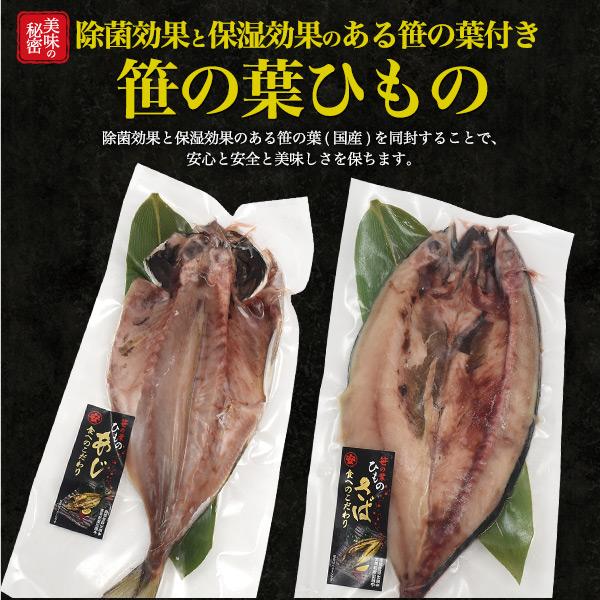 笹の葉 あじ さば 干物セット (2種6枚入り)  特大サイズ 鯖 鰺 干物 真空パック 鮮魚 高級食材 グルメ ギフト 熨斗対応可 冷凍クール便配送