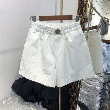 運動短褲高彈大碼短褲女韓版白高腰休閒直筒褲寬松顯瘦闊腿褲子夏新款【聚宝屋】