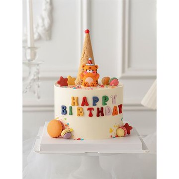 兒童生日蛋糕裝飾可愛卡通小老虎擺件虎寶寶周歲派對烘焙裝扮配件