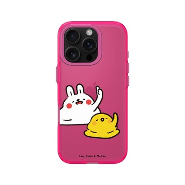 iPhone 16 Pro Clear 粉漾桃 - 懶散兔與啾先生 Lazy Rabbit and Mr.Chu - 一起爛