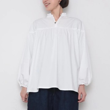 OMAKE.jp 澎袖荷葉領上衣PowaBlouse 白