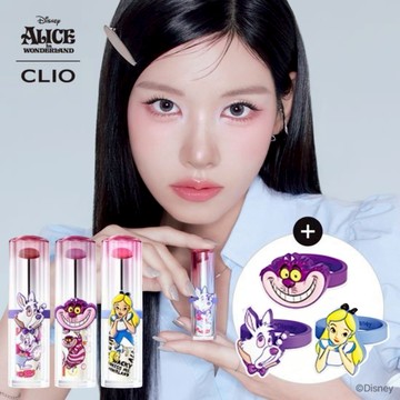 1+1 新禮物🐰【CLIO】愛麗絲夢遊仙境聯名-水晶糖心光潤唇釉+唇釉指環飾品套組