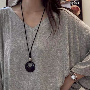 🎉限時出清６折🎉項鍊 韓系休閒天然黑曜石黑繩長款項鍊毛衣鏈【S0769】NOV13｜1色  19LADY〔現貨〕《不適用折價券與會員折扣》《售出不退換》