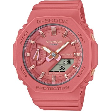 CASIO 卡西歐 G-SHOCK 珊瑚粉 八角雙顯手錶 GMA-S2100-4A2