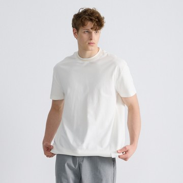 領口撞色白色寬版T-shirt-73126319003