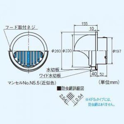 三菱 高性能丸形フード ステンレス製 ギャラリ付 壁汚れ防止タイプ