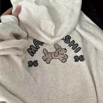 版型真的很好看！ 重磅帽t 韓系復古小狗印花 連帽衛衣 韓版帽t 長袖衛衣 原宿風 純棉帽t 國中生衣服 長袖上衣 秋冬