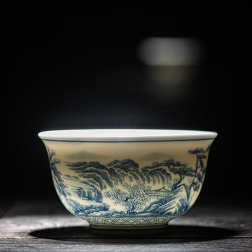 青花瓷主人杯單杯景德鎮復古茶杯陶瓷茶盞個人功夫茶具單個品茗杯