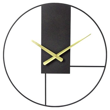 iINDOORS 工業風時鐘 蒙德里黑 43x43cm 金屬邊框  黑 + 金色