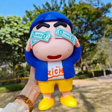 隔日到貨美金土豪蠟筆小新存錢罐 大號創意可愛卡通擺件儲蓄罐 兒童禮物 聖誕禮物