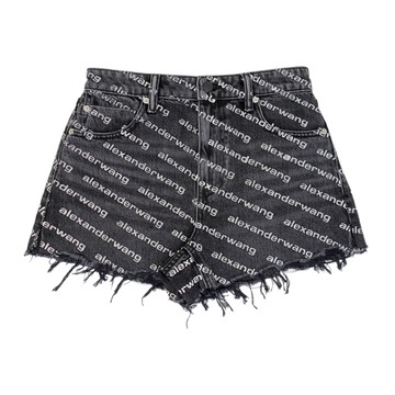 alexanderwang bite 標誌裝飾灰色做舊牛仔短褲