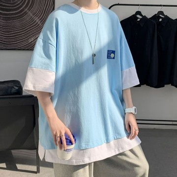 新款 日系 韓版復古 潮牌 短袖 男生T恤 夏季  潮流 ins 嘻哈 短袖上衣 短T(ATSF202)【FIZZE】