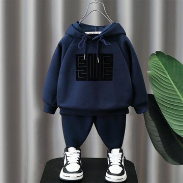 男童春裝套裝2026新款洋氣春秋款兒童連帽衛衣時髦男孩運動兩件套