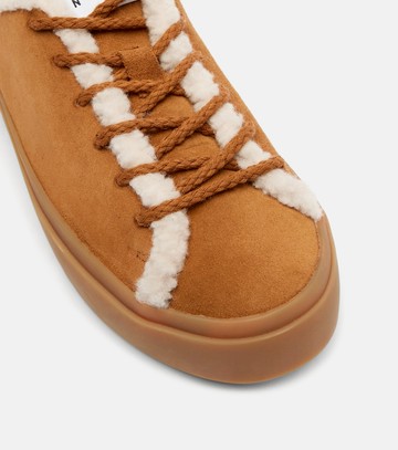 Inuikii Shearling-trimmed suede low-top sneakers