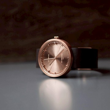 LEFF amsterdam｜tube 北歐工業齒輪設計真皮腕錶 (38mm,玫瑰金、棕皮帶)
