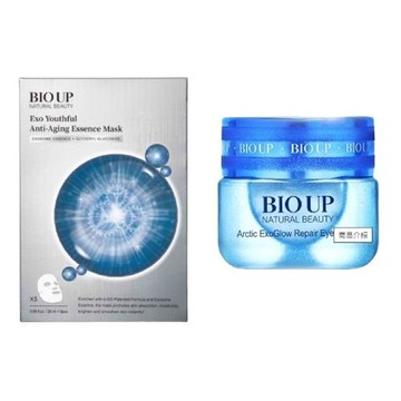 【1+1抗漲配】BIOUP 高純度抗老奢華眼霜+BIO UP 凝時之泌抗老奇蹟面膜26ml(5片/盒) *3盒