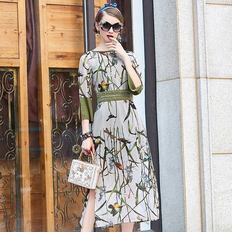 ワンピース 春 ワンピース ロング丈 袖あり ドレス パーティードレス ボタニカル柄 ワンピース 花柄ワンピース 演奏会 結婚式 Lyq133 通販 Lineポイント最大get Lineショッピング