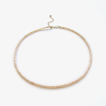 蜜桃粉橘 米粒淡水珍珠 14Kgf 包金 可調整項鍊 | 可改為純銀