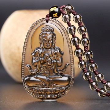 天然冰種黑曜石本命佛吊墜男士觀音十二生肖守護神項鏈女款佛像