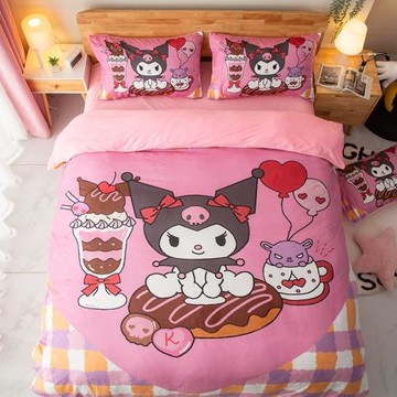 兒童庫洛米可愛床上四件套冬雙面法蘭絨保暖學生宿舍少女心牛奶絨