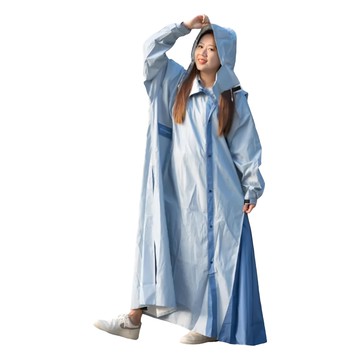 Crocodile 鱷魚 丹寧獵人多功能斜開雨衣 正面斜開設計 兩側加寬 背部加寬高係數反光 加高領口防滲水 袖口可調整  淺藍色  2XL