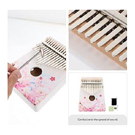 Kalimba with Case Tuner Cherry Blossoms Thumb Piano Wooden Thumb Piano Portable Musical Instrument Gift for Kids Piano Beginner Learner