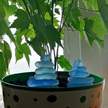 海玻璃藝術凱恩雕塑/玻璃太陽捕手/海玻璃堆/禪石藝術