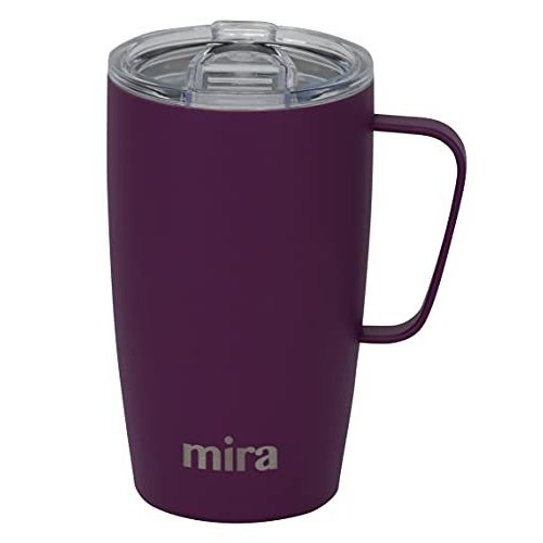 MIRA Modern Travel Coffee Mug Cup with Handle and Lid, 18oz Simple Stainles