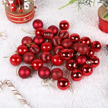 4cm36個裝塑料圣誕球珠光亞光亮光異形圣誕節裝飾圣誕樹小球掛件