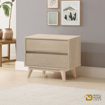 WAKUHOME 瓦酷家具Monster溫煦現代美學白楓木二抽床頭櫃-寬54*深40*高54.4cm